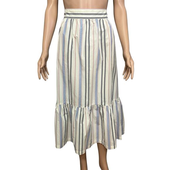 a new day Dresses & Skirts - A New Day Striped Poplin Midi Skirt XXL Tiered Colorful Preppy Casual Pull On
